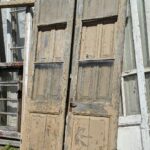 Puerta Madera Y Vidrios Doble Hoja, Marco Y Postigón