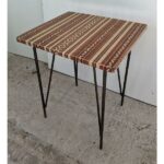 Mesa Auxiliar De Hierro, Tapa De Madera Forrada