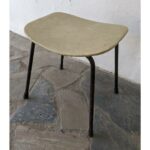 Taburete Bajo De Hierro, Tipo Americano, Asiento Tapizado