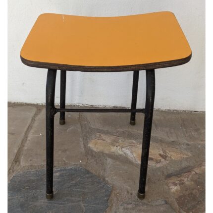 Taburete Antiguo De Hierro, Americano, Asiento De Cármica