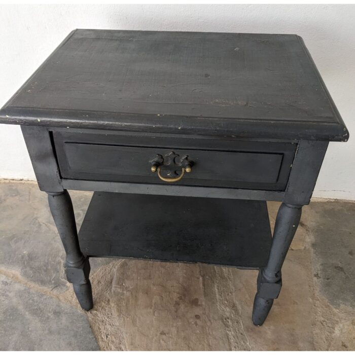 Mesa De Noche Antigua, Patinada, 1 Cajón 1 Estante - Imagen 3