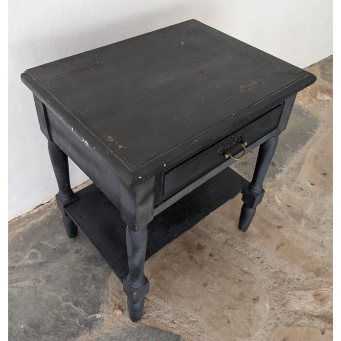 Mesa De Noche Antigua, Patinada, 1 Cajón 1 Estante - Imagen 4
