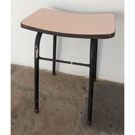 Taburete Antiguo De Hierro, Americano, Asiento De Cármica