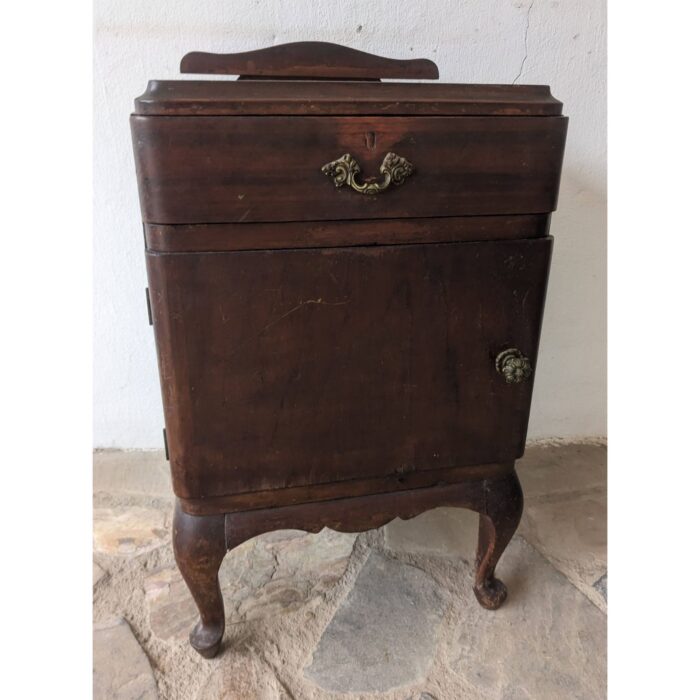 Mesa De Noche Antigua, Estilo Francesa, 1 Puerta 1 Cajón - Imagen 1
