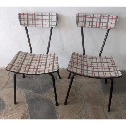 Silla Antigua De Hierro, Asiento Y Respaldo En Cármica