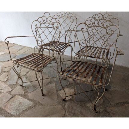 Sillón De Patio De Hierro Con Posabrazos - Silla De Jardín