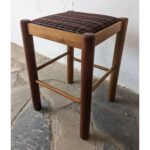 Taburete Bajo De Madera, Banqueta, Asiento Tapizado