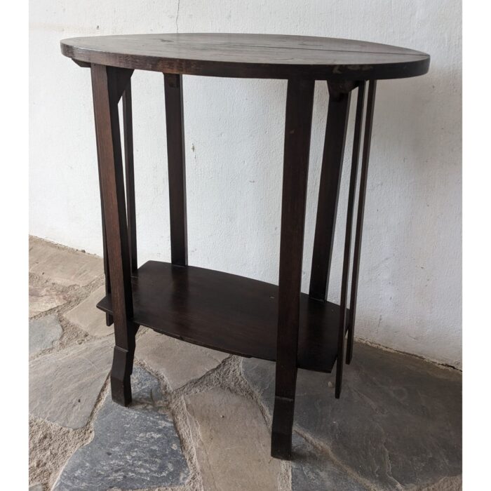 Mesa Auxiliar De Sala, Antigua, Tapa Oval, 2 Niveles - Imagen 1