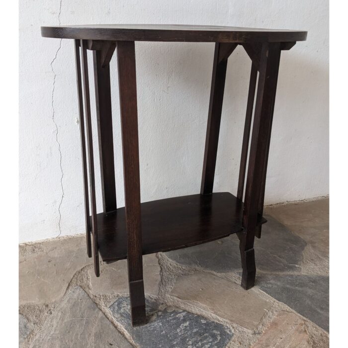 Mesa Auxiliar De Sala, Antigua, Tapa Oval, 2 Niveles - Imagen 2