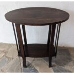 Mesa Auxiliar De Sala, Antigua, Tapa Oval, 2 Niveles - Imagen 3