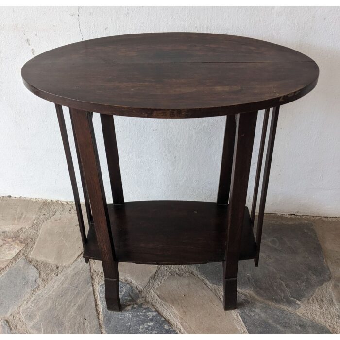 Mesa Auxiliar De Sala, Antigua, Tapa Oval, 2 Niveles - Imagen 3