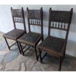 Silla Antigua De Estilo, Colonial, Asiento Y Respaldo En Cuero - Imagen 2