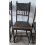 Silla Antigua De Estilo, Colonial, Asiento Y Respaldo En Cuero - Imagen 4