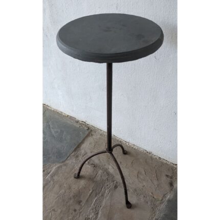 Mesa Auxiliar Antigua, Tipo Pedestal, Hierro Y Madera