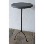 Mesa Auxiliar Antigua, Tipo Pedestal, Hierro Y Madera - Imagen 2