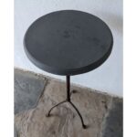 Mesa Auxiliar Antigua, Tipo Pedestal, Hierro Y Madera - Imagen 3