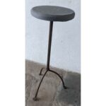 Mesa Auxiliar Antigua, Tipo Pedestal, Hierro Y Madera