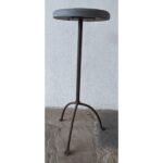 Mesa Auxiliar Antigua, Tipo Pedestal, Hierro Y Madera - Imagen 2