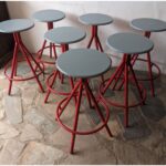 Taburete De Hierro, Asiento De Madera - Imagen 2