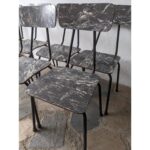 Silla Antigua De Hierro, Asiento Y Respaldo En Cármica - Imagen 5