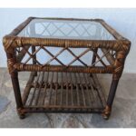 Mesa Auxiliar De Mimbre, Tapa De Vidrio - Imagen 2