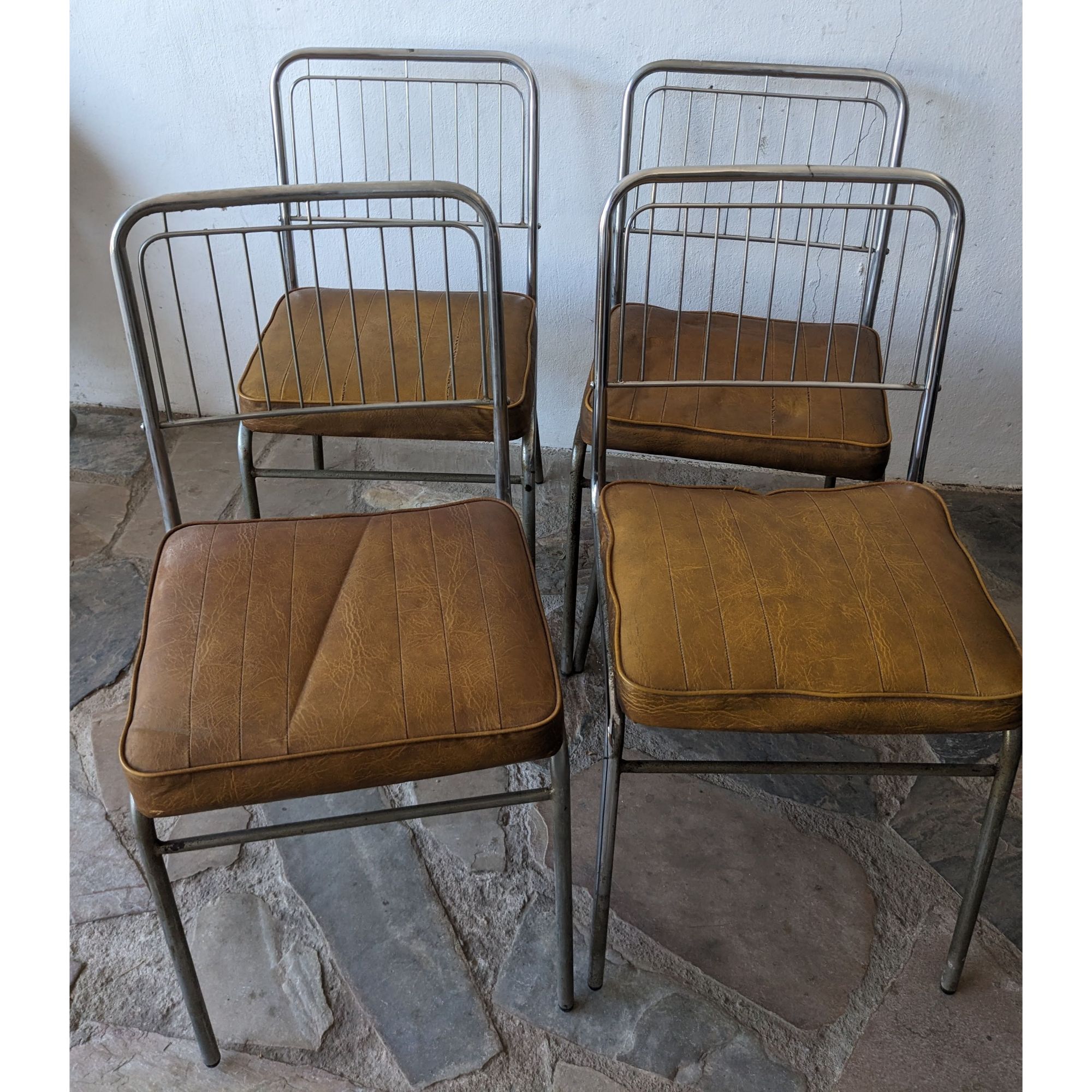 A1656_01 Silla Americana Niquelada, Asiento Tapizado - Imagen 1