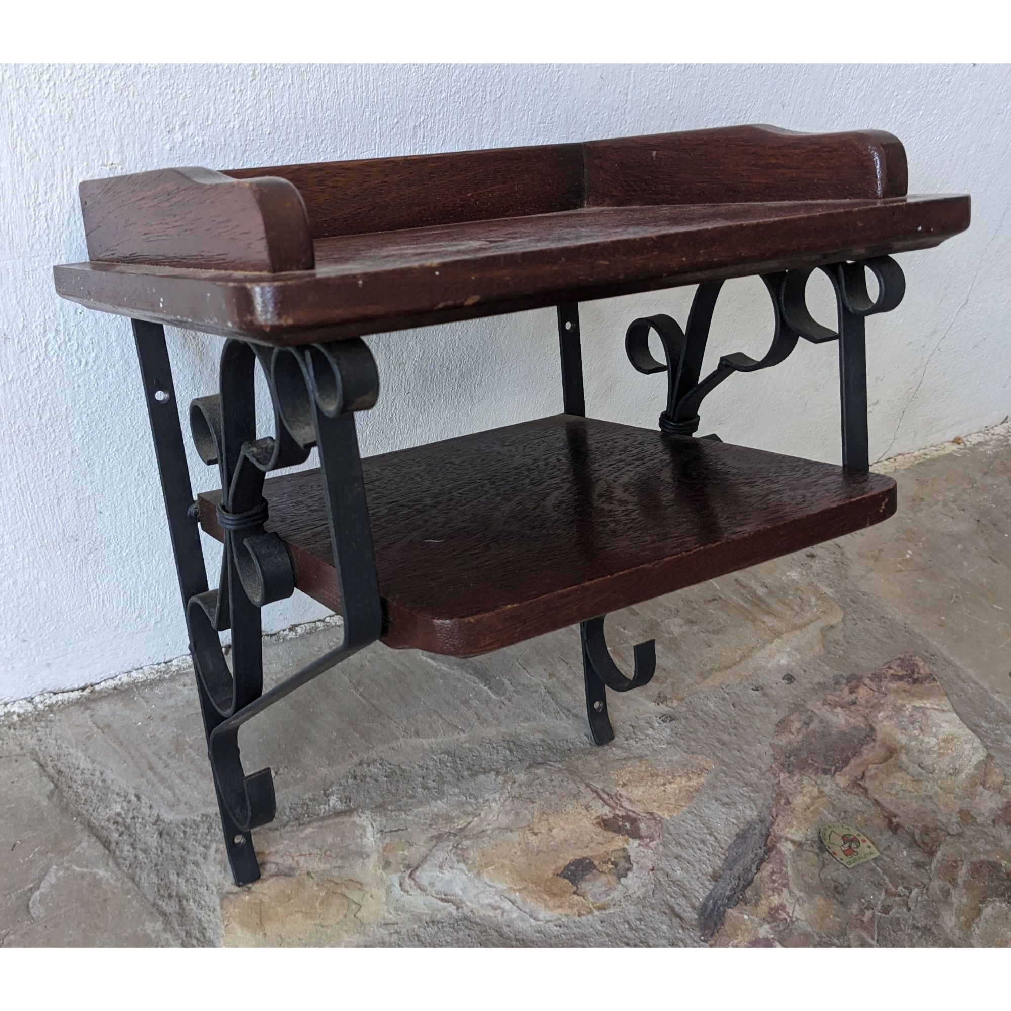 A1658_01 Estante Repisa De Colgar, 2 Niveles, Hierro Y Madera - Imagen 1