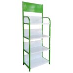 Exhibidor Comercial Metálico 4 Niveles, 54x30x140cm - Blanco Y Verde