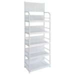 Exhibidor Comercial Metálico 5 Niveles, 60x30x170cm - Blanco