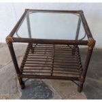 Mesa Auxiliar En Mimbre, Tapa De Vidrio, Con Revistero - Imagen 2