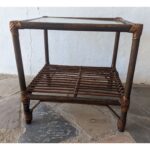 Mesa Auxiliar En Mimbre, Tapa De Vidrio, Con Revistero - Imagen 4