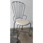 Silla Antigua De Hierro, Asiento De Madera
