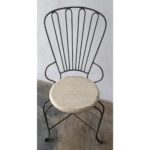 Silla Antigua De Hierro, Asiento De Madera - Imagen 3