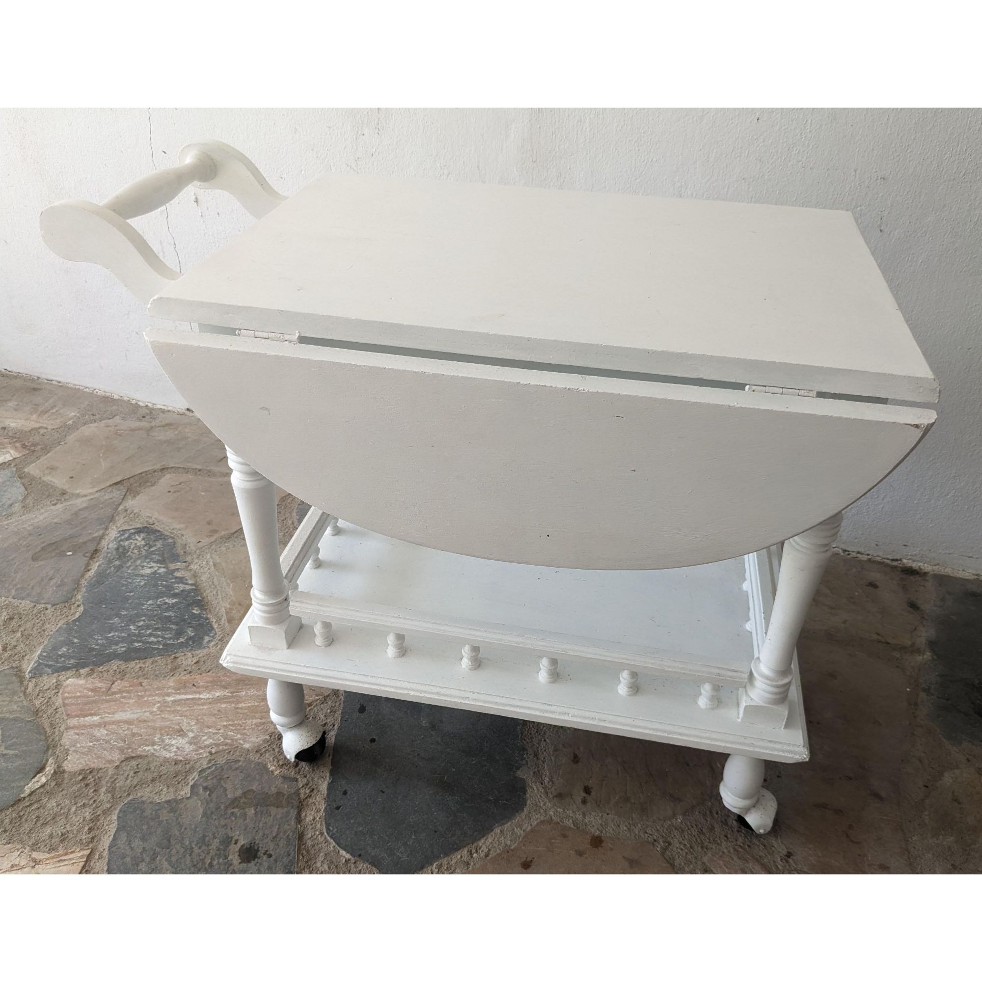 A1708_01 Mesa Auxiliar Antigua, Tipo Bar, Rodante, 2 Niveles - Imagen 1