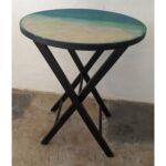 Mesa Auxiliar De Madera, Plegable, Tapa Circular