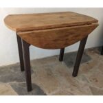 Mesa De Madera Rustica, Tapa Circular, 2 Alas - Imagen 3