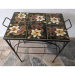 Mesa Auxiliar De Hierro, Tapa De Cármica, Con Revistero - Imagen 2