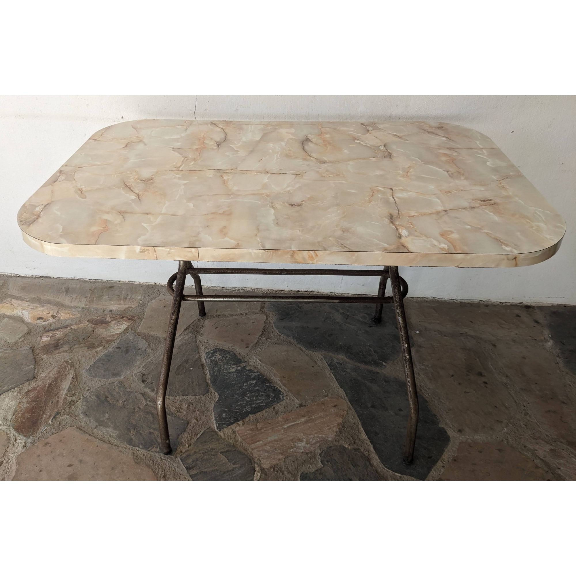 A1743_01 Mesa De Hierro, Tipo Americana, Tapa De Cármica - Imagen 1