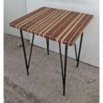 Mesa Auxiliar De Hierro, Tapa De Madera Forrada