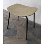 Taburete Bajo De Hierro, Tipo Americano, Asiento Tapizado