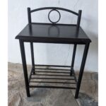 Mesa Auxiliar Moderna, Hierro, Tapa De Madera - Imagen 2