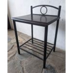 Mesa Auxiliar Moderna, Hierro, Tapa De Madera - Imagen 4