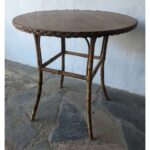 Mesa Auxiliar, Caña Y Madera, Tapa Circular