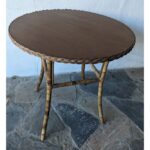 Mesa Auxiliar, Caña Y Madera, Tapa Circular - Imagen 3