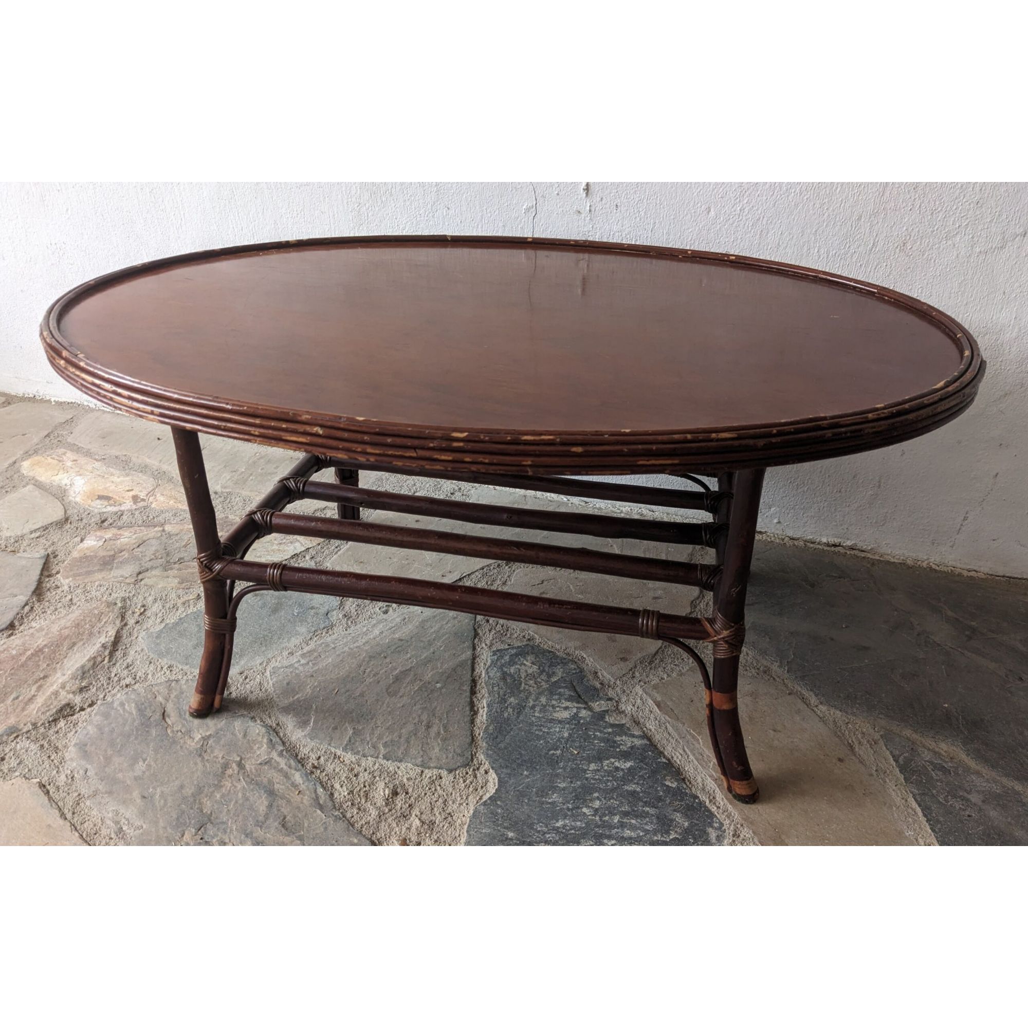 A1780_01 Mesa De Sala, Oval, Caña Y Madera - Imagen 1