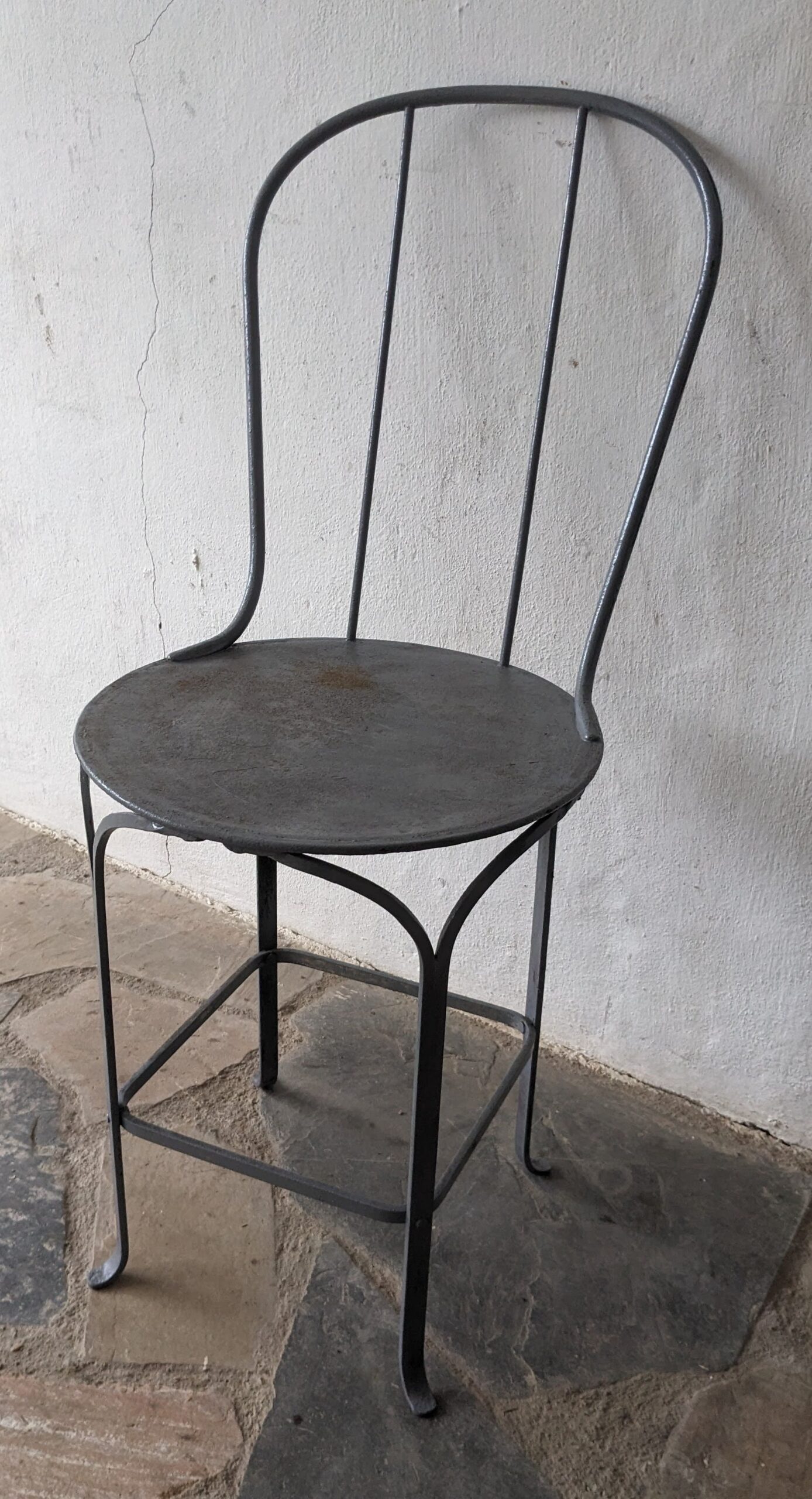 A1783_01 Silla De Hierro, Tipo Bar, Asiento De Chapa - Imagen 1