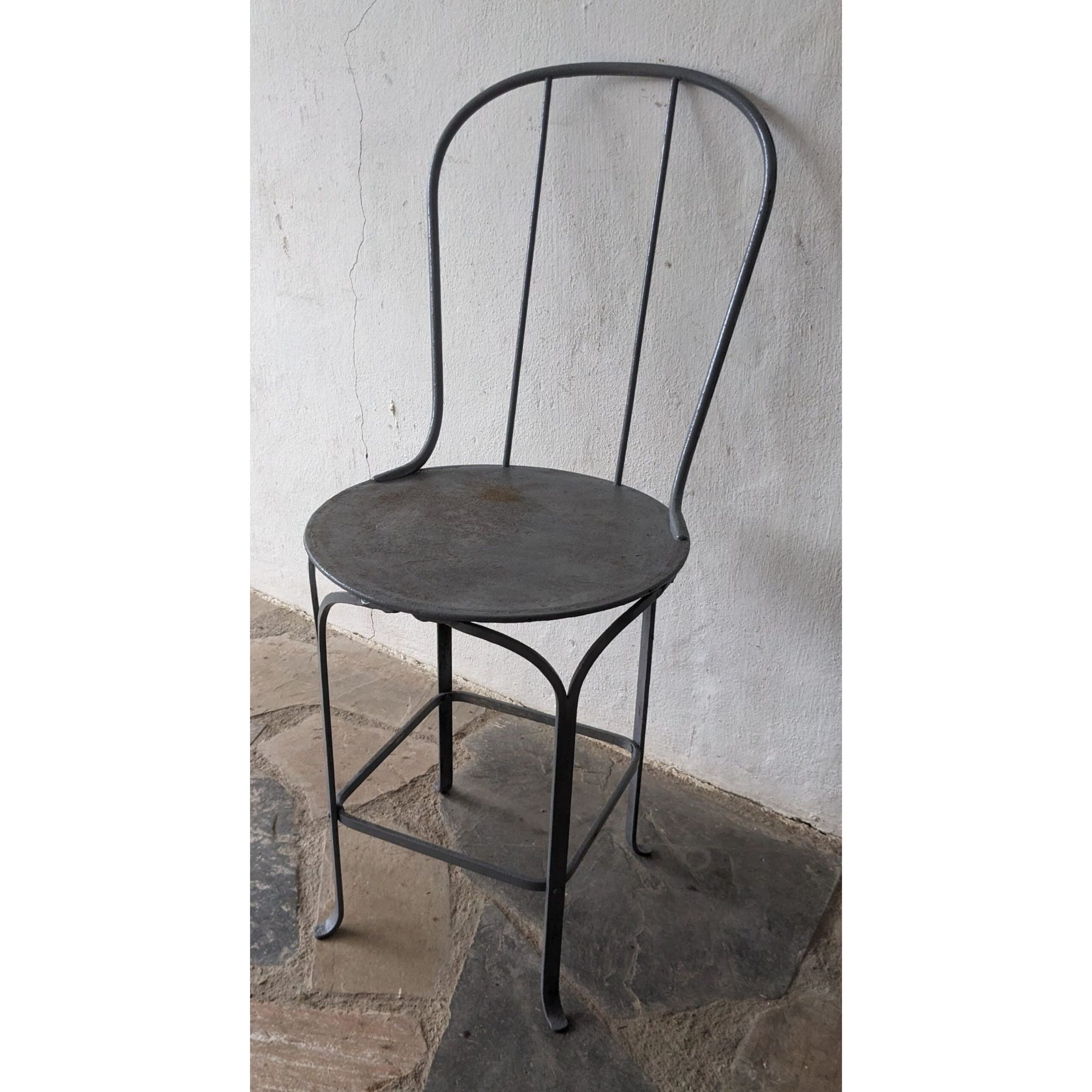 A1783_01 Silla De Hierro, Tipo Bar, Asiento De Chapa - Imagen 1