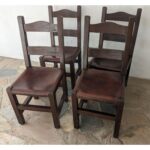 Silla De Madera Dura, Rustica, Asiento En Cuero