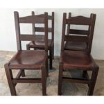 Silla De Madera Dura, Rustica, Asiento En Cuero - Imagen 2