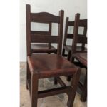 Silla De Madera Dura, Rustica, Asiento En Cuero - Imagen 4